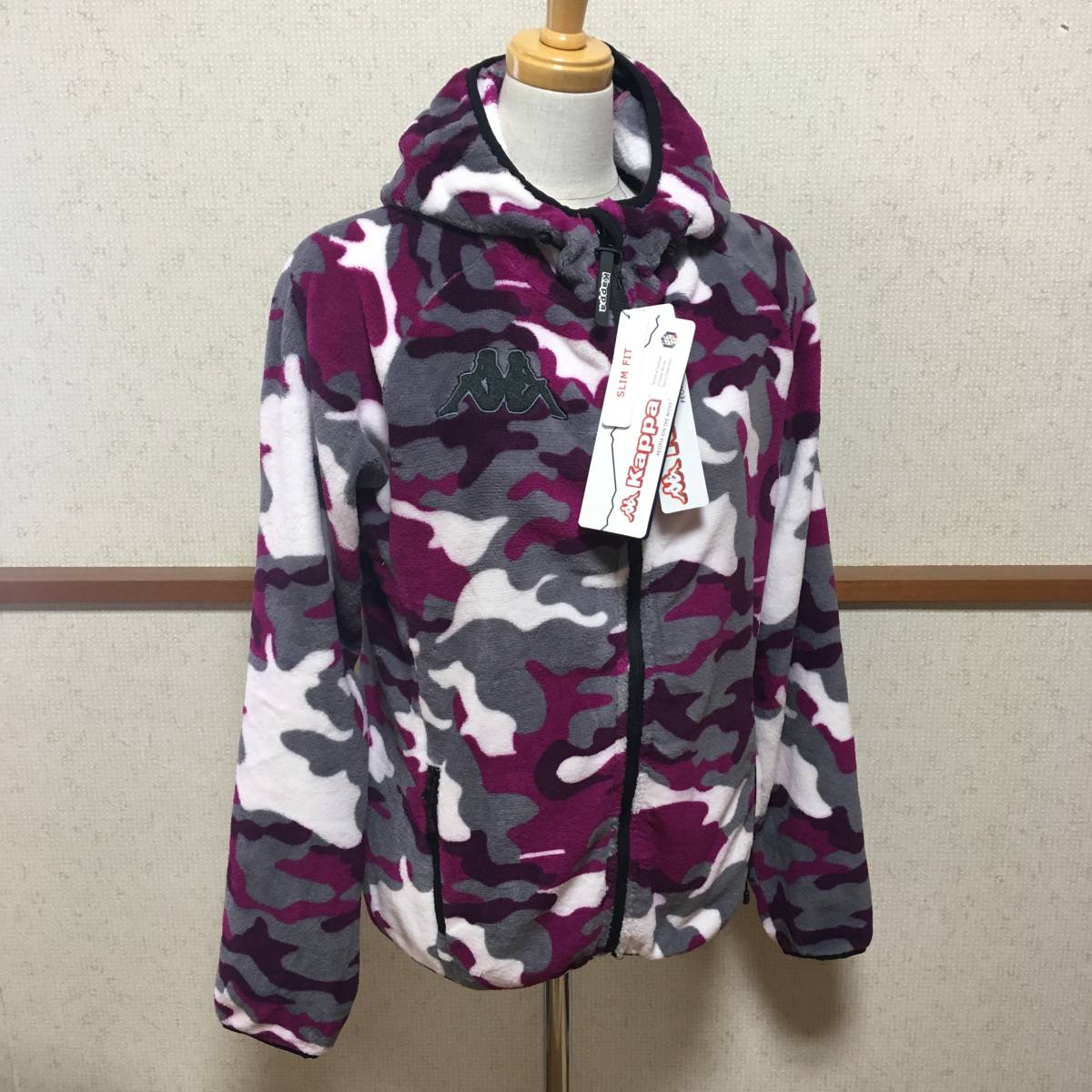 カッパ Kappa フリースジャケット フード付き 迷彩柄 L ブルゾン