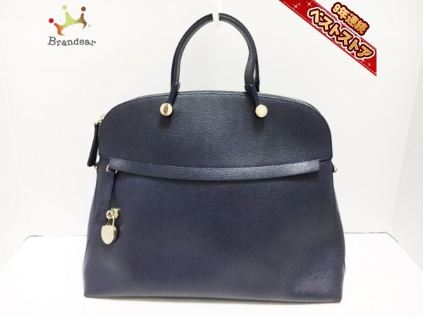 フルラ FURLA ハンドバッグ パイパー レザー ネイビー バッグ ハンドバッグ フルラ パイパー パイパーs 美品 ショルダーバッグ