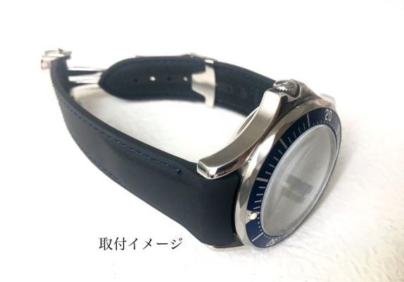 腕時計 シリコン ラバーベルト 20mm ブラック×ブルー Dバックル 【対応】オメガ スピードマスター/シーマスター/プラネットオーシャン