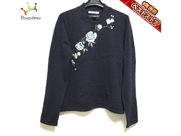 ドラゴン刺繍 ニットセーター　ヴィヴィアンタム　vivienne tam VIVIENNE TAM TAM(ヴィヴィアンタム) ドラゴン刺繍七分袖ストレッチ