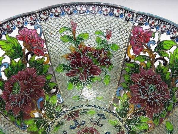 中国古玩 珍品 透胎七宝⁄省胎七宝 透かし玻璃七宝⁄細密銅胎 花紋 唐花