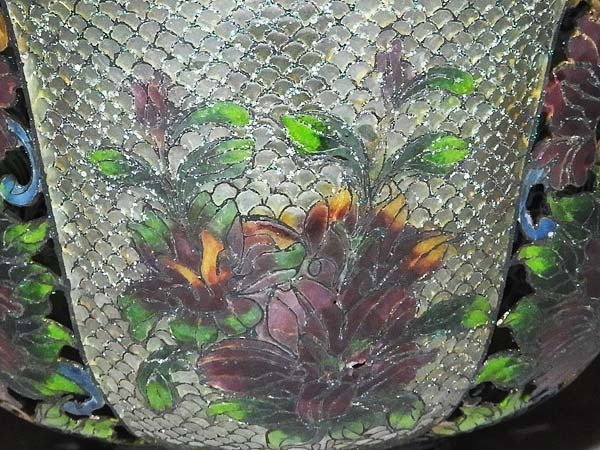 中国古玩 珍品 透胎七宝⁄省胎七宝 透かし玻璃七宝⁄細密銅胎 花紋 唐花