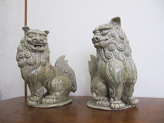 シーサー 置物 九谷焼 縁起物 陶器 玉乗り獅子 魔除け 唐獅子 狛犬 玉
