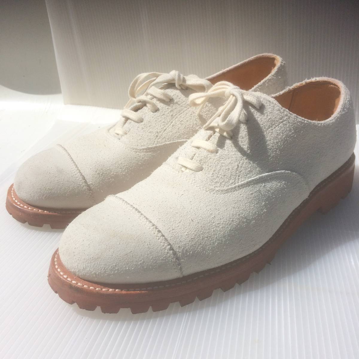 yuketen white suede cap toe vibram sole 靴 カナダ製 8 26 ユケテン ホワイト スエード キャップ