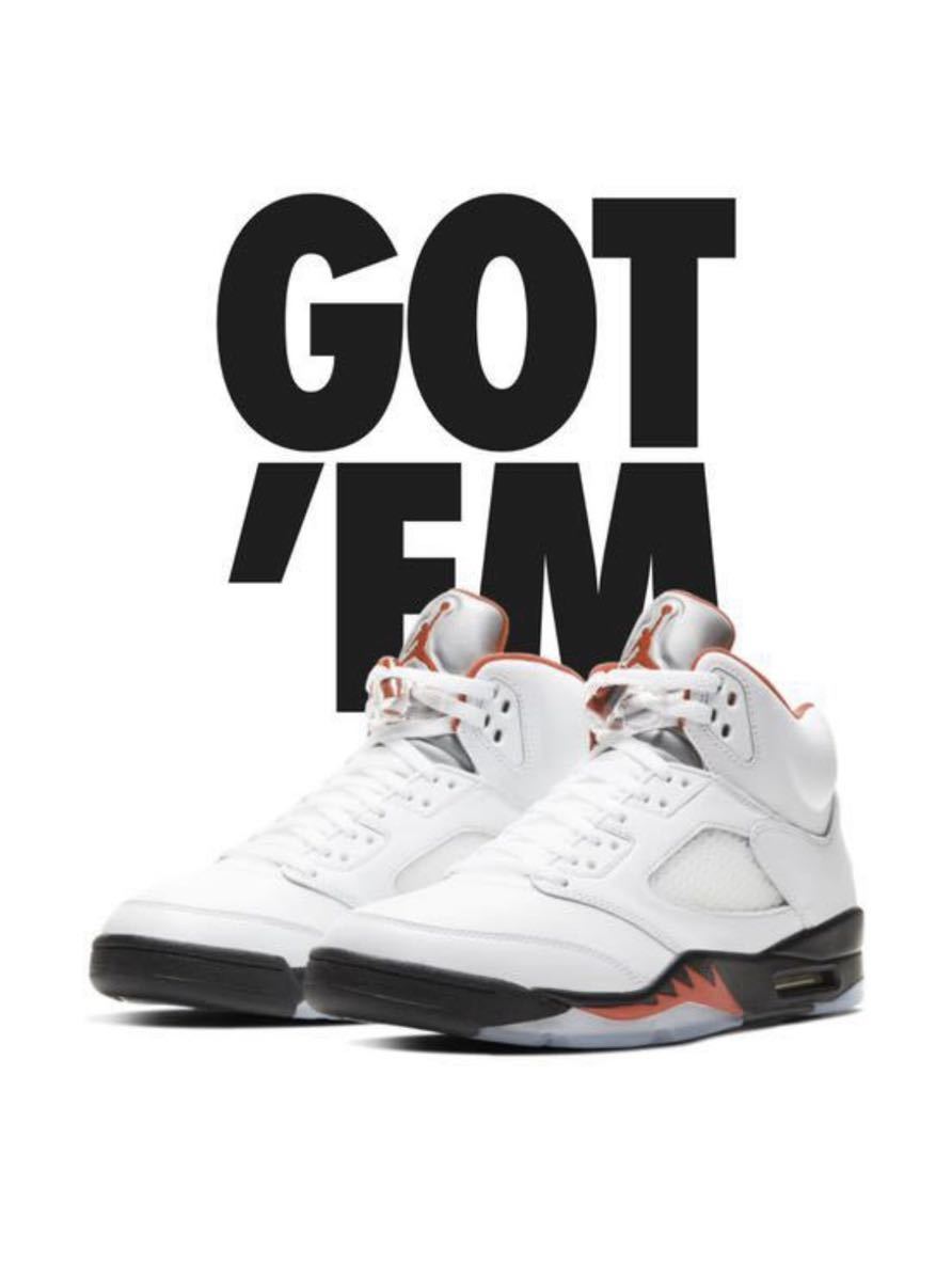 送料込 29cm NIKE AIR JORDAN5 RETRO True White Fire Red エアジョーダン5 レトロ ファイヤーレッド 流川モデル DA1911-102