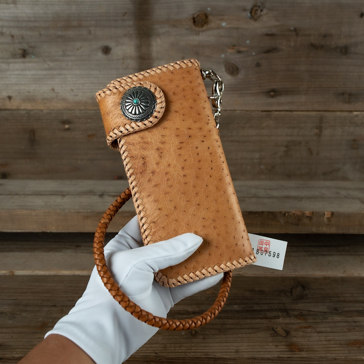 オーストリッチ 】 新品 送料無料 メンズ 二つ折り 財布 長財布 ロング 