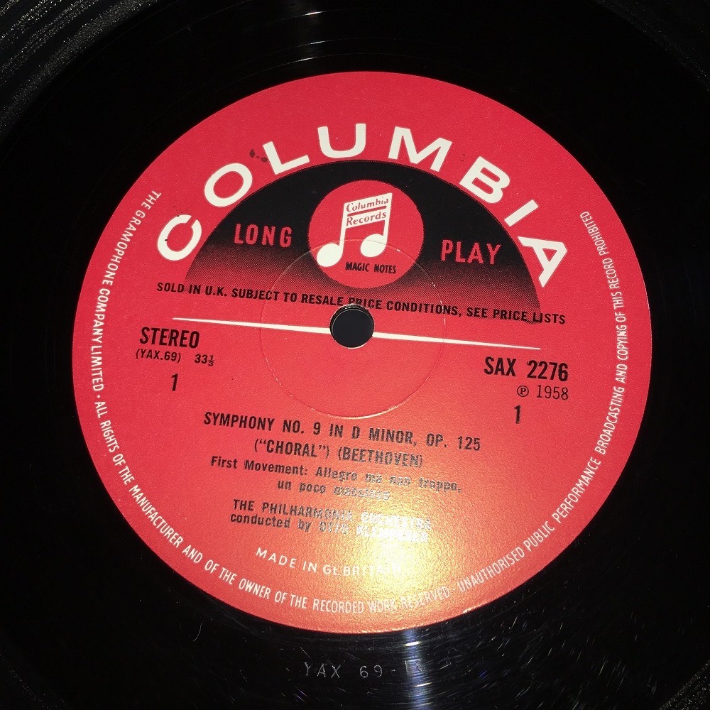 COLUMBIA SAX-2276/7 クレンペラー ベートーヴェン:交響曲第9番 2枚組