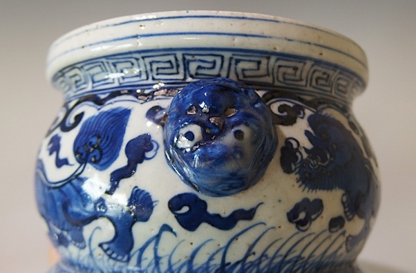 風】 染付香炉 鑑定品 清時代 民国 中国美術 中国古玩 骨董 唐物 古
