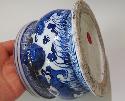 風】 染付香炉 鑑定品 清時代 民国 中国美術 中国古玩 骨董 唐物 古