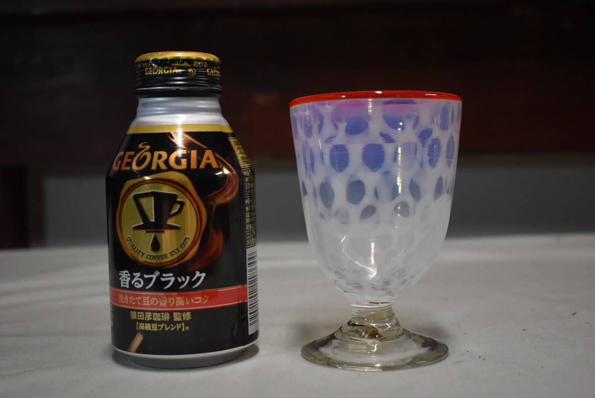 大正時代 三色赤縁 乳白水玉模様 青足 碗形氷コップ 氷
