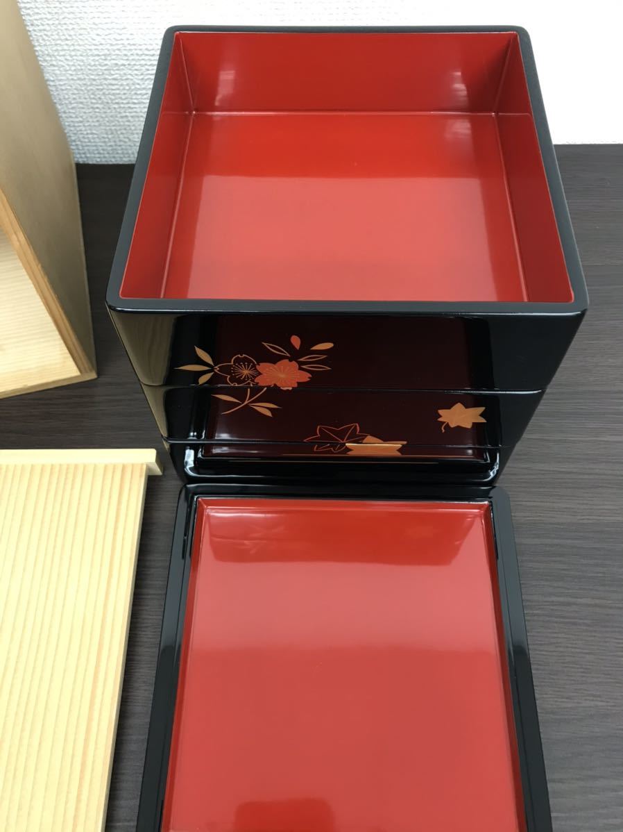 平安象彦\u2044松寿重 1円スタート！　平安象彦　3段重　重箱　塗り　木箱　蒔絵 漆器 三段重 三段 象彦 三段重\u2044重箱\u2044料亭\u2044漆器\u2044共箱\u2044 松寿重 平安象彦 漆芸