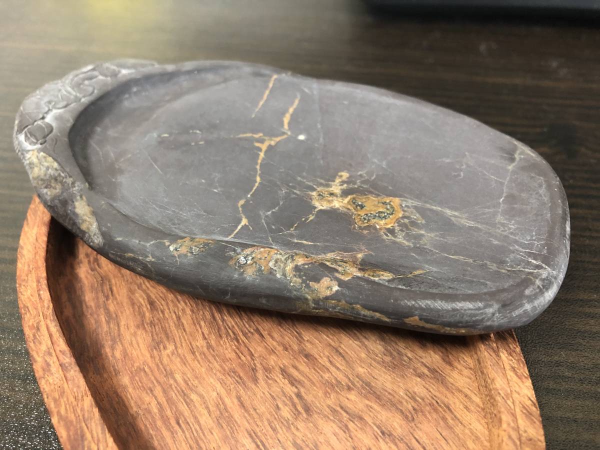 中国骨董【老坑仔巖極品龍雲古端渓硯石】旧家蔵コレクション貴重希少 