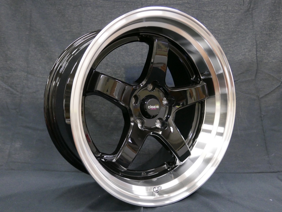 CLEAVE RACING FL53 18x9.5J +18 5-114.3 ブラック⁄マシンド 2本セット S13