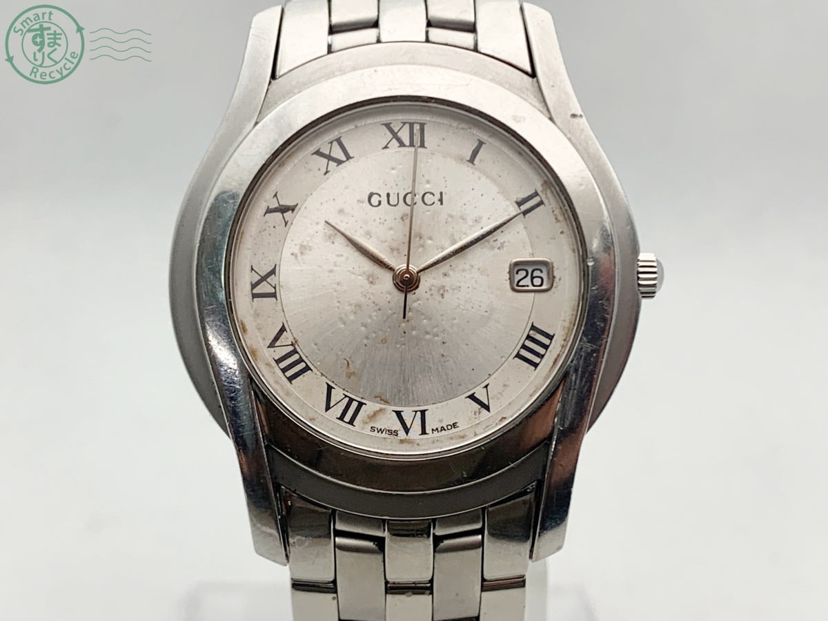 N10366 1円スタート☆GUCCI(グッチ)5500M QUARTZ 文字盤シルバー