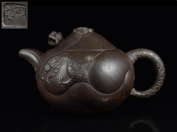 紫砂 唐物 煎茶道具 朱泥 中国宜興 急須 魚化龍 紫泥 中国