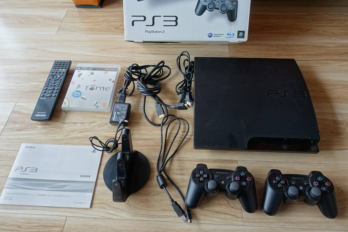 プレステ３本体＋付属品＋デュアルショック３（２個）＋専用充電器＋専用ＢＤリモコン＋トルネソフト_1