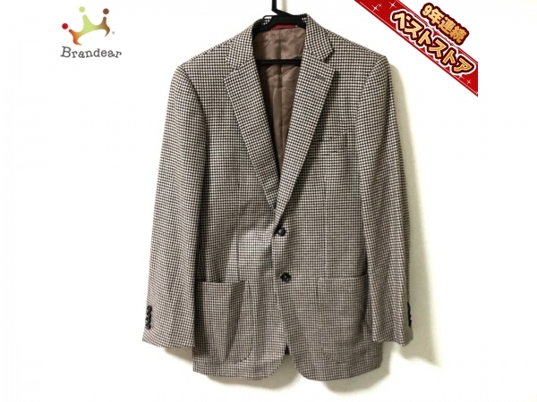 イザイア ISAIA サイズ46 XL ダークブラウン×ベージュ メンズ 千鳥格子