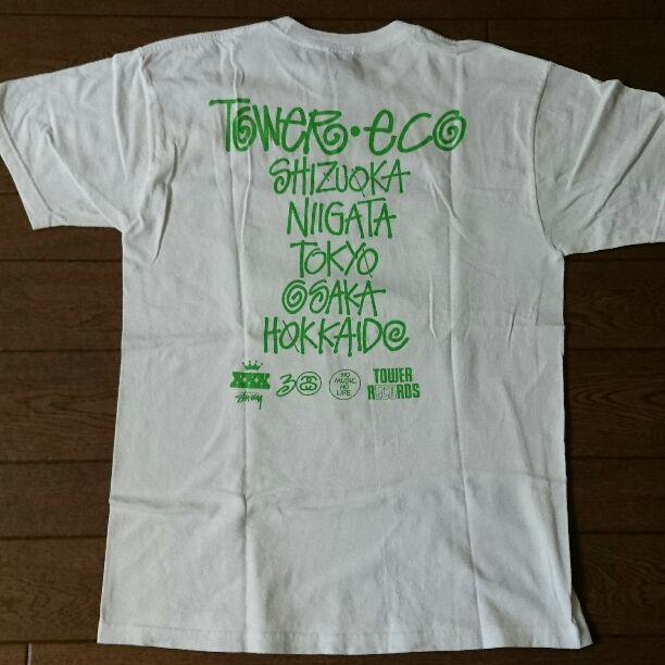 未使用 Stussy ×TOWER RECORDS eco Tシャツ TOWER RECORDS × STUSSY