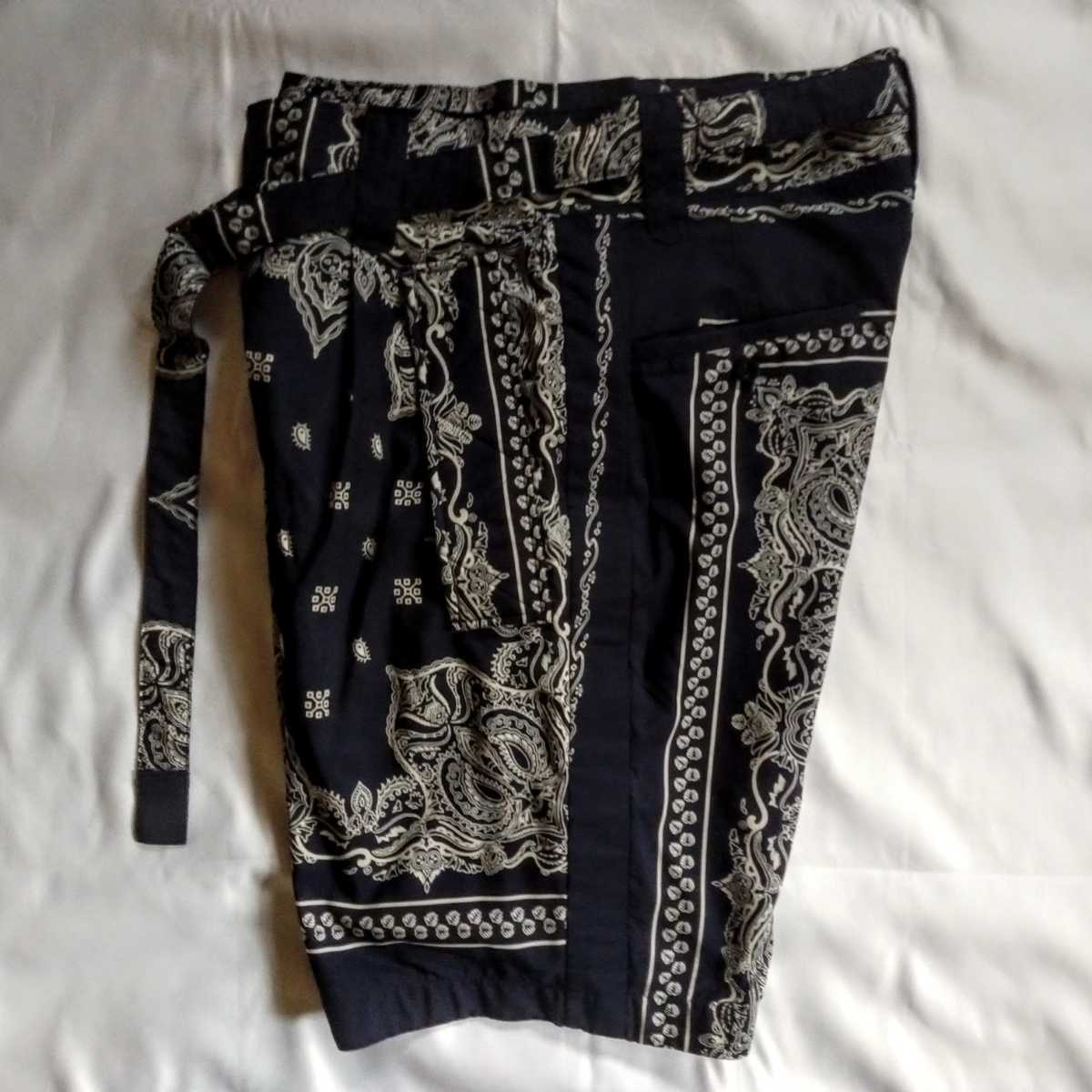 タグ付き 19ss sacai ペイズリー柄 ベルト付き ショートパンツ サイズ2 