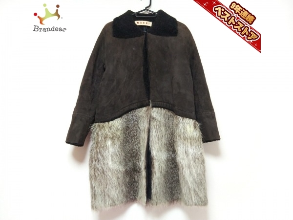 マルニ MARNI サイズ38 S ダークブラウン×アイボリー レディース