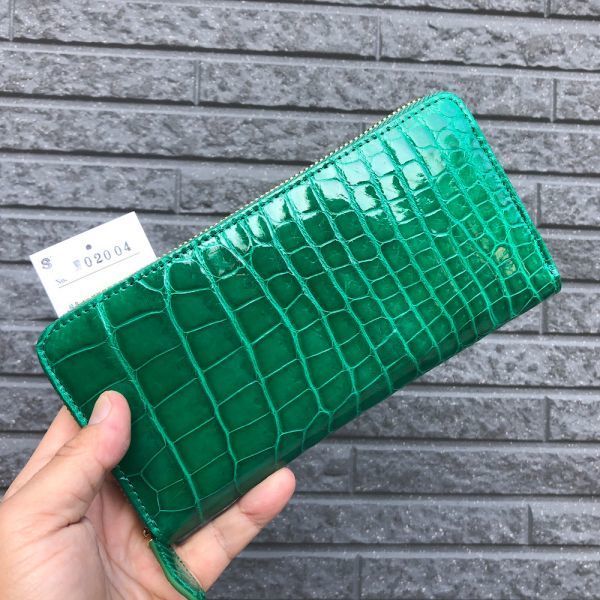 新品 No2004 本物 証明書付き 特Sランク クロコダイル グリーン クロコ 
