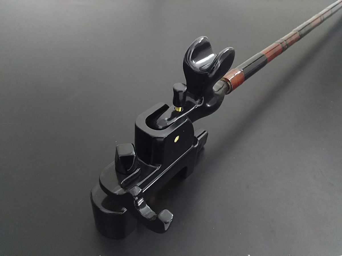 ヘラブナ釣り用 竿受け（竹製）と黒檀大砲万力のセット 万力 2本物 竹製竿掛け : + 黒檀大砲万力セット [40077 | 釣り用 専門釣り 黒柿大砲 大砲万力セット 天然の木材 当店オリジナルヘラブナ竿掛セット！コクタン大砲万力(大)+1