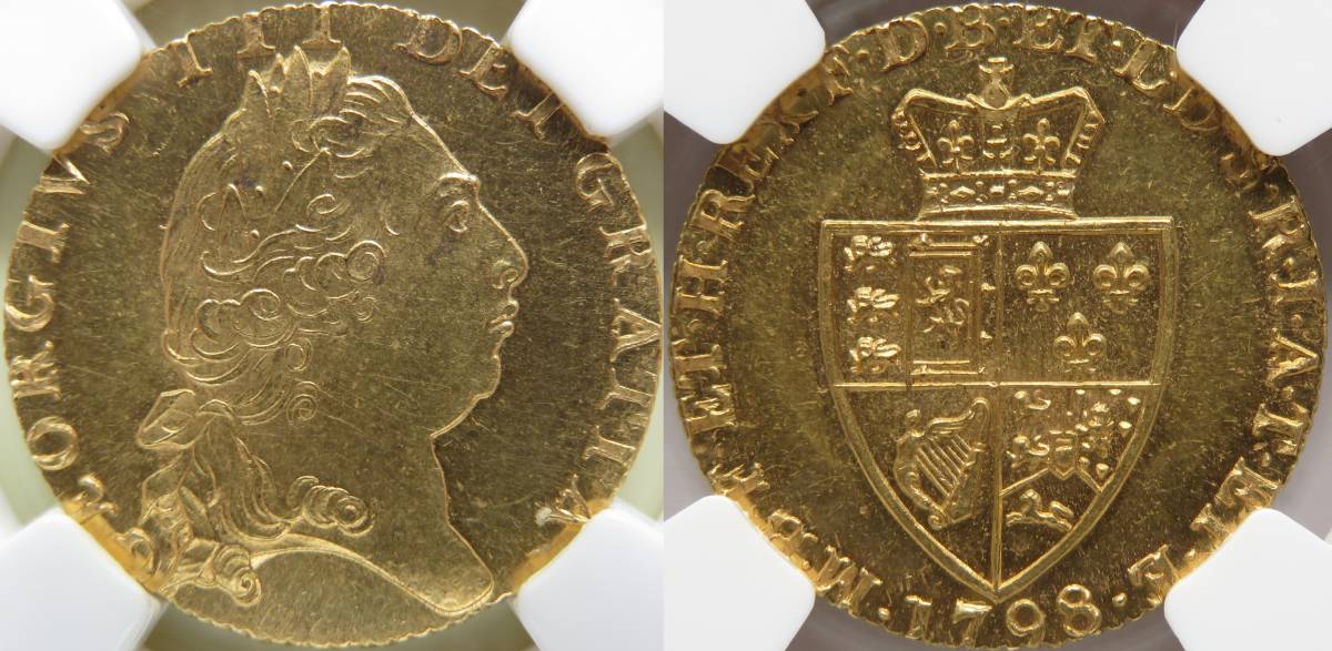 1798年 MS63 ギニー 金貨 イギリス ジョージ3世 未使用 UNC NGC 鑑定 S