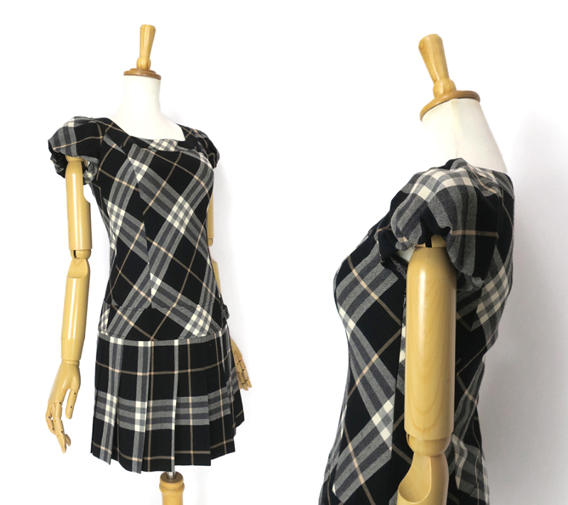 美品☆BURBERRY BLUE LABEL モノトーンチェック◎パフスリーブ