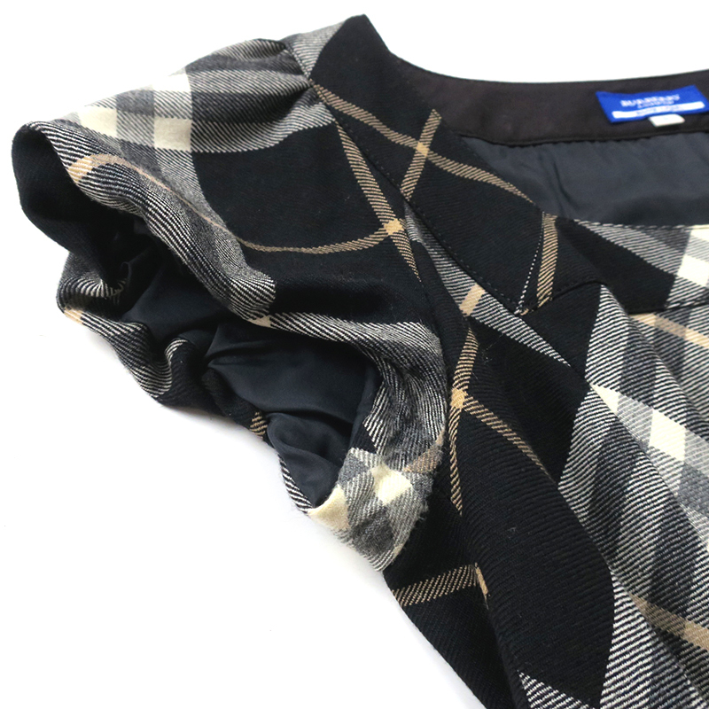 美品☆BURBERRY BLUE LABEL モノトーンチェック◎パフスリーブ