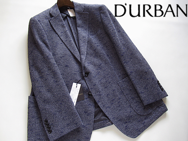新品◆春～★ダーバン STUDIO by D'URBAN★杢調 綿混カラミジャージージャケット 3L ネイビーグレー BISHU JAPAN
