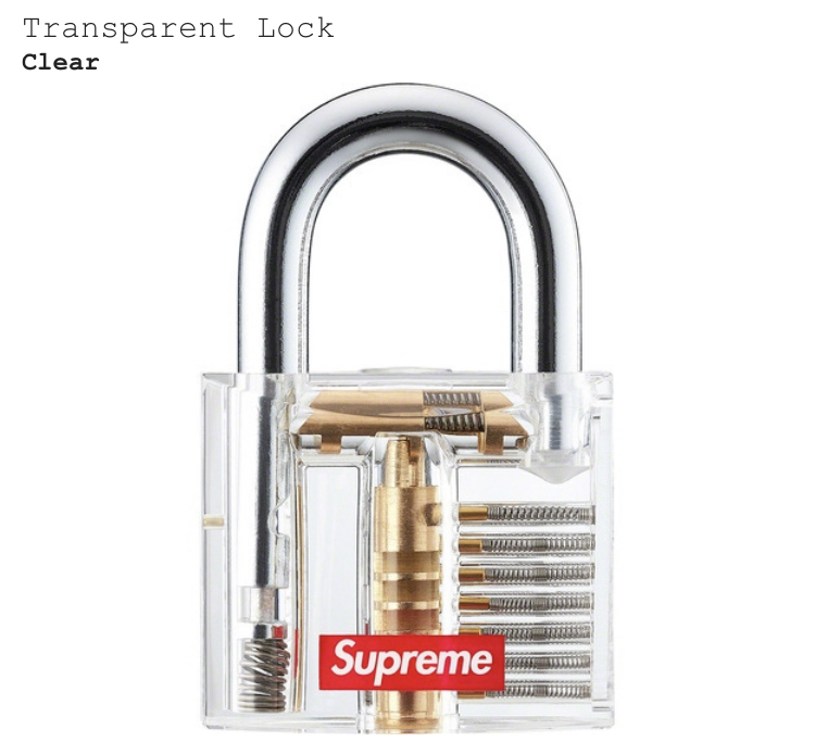 新品正規】20ss supreme Transparent Lock Clear シュプリーム 鍵 カギ