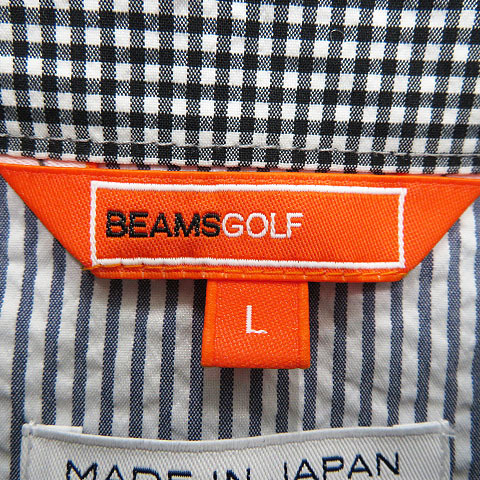 チェック ビームスゴルフ LABEL 半袖シャツ BEAMS シャツ ゴルフ 美品 半袖 ネイビー×レッド - BEAMSGOLF ウェア 刺繍 レッド 日本製