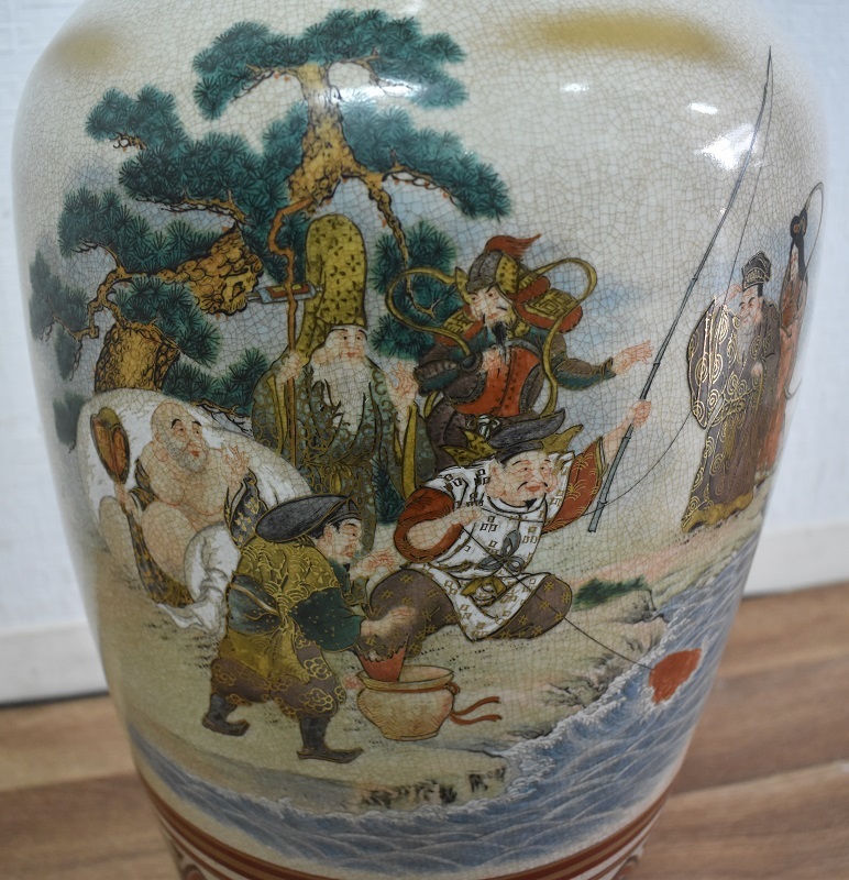 希少 九谷焼 陶勝作 大花瓶 山水風景図 金彩 大壺 希少 九谷焼 陶勝作