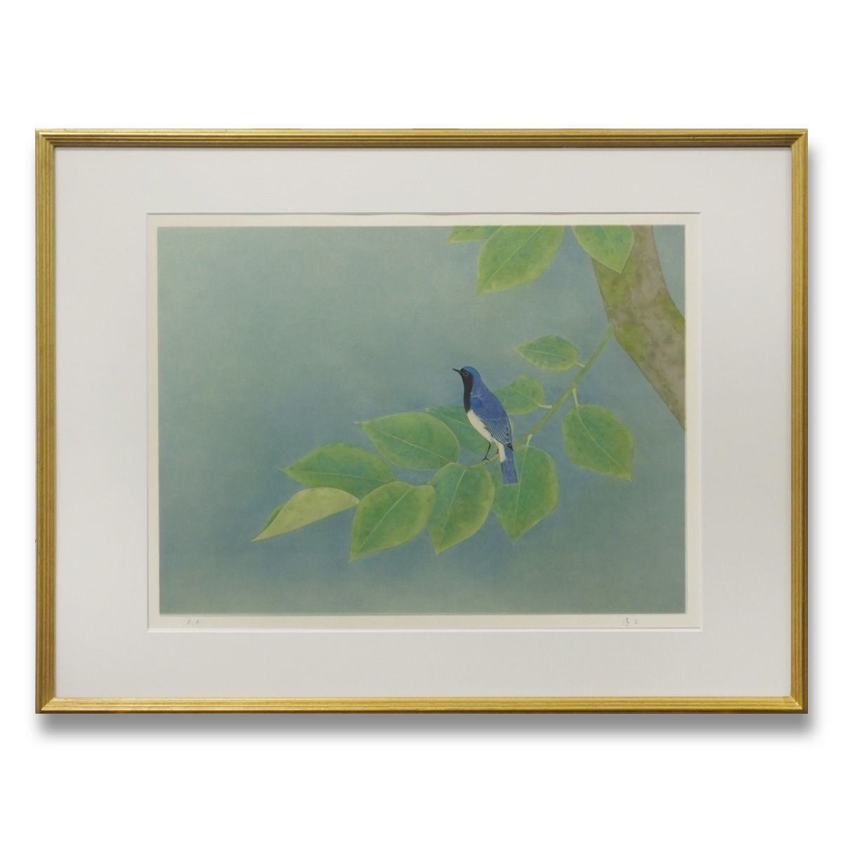 最終値下げ【おたからや美術画廊】上村淳之○緑陰 動物画 鳥 小禽 木陰
