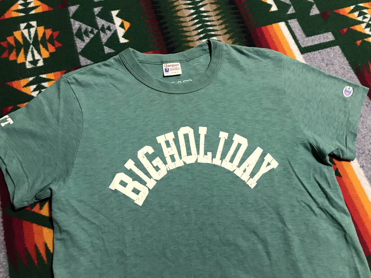 美品 TMT × Champion チャンピオン BIGHOLIDAY BIG3 Tシャツ グリーン 