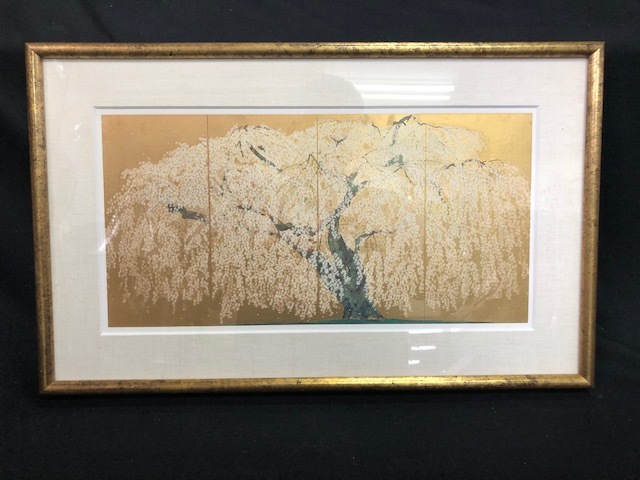 中島千波 ☆ 大作 大型中島千波「身延山久遠寺の瀧桜」シルクスクリーン
