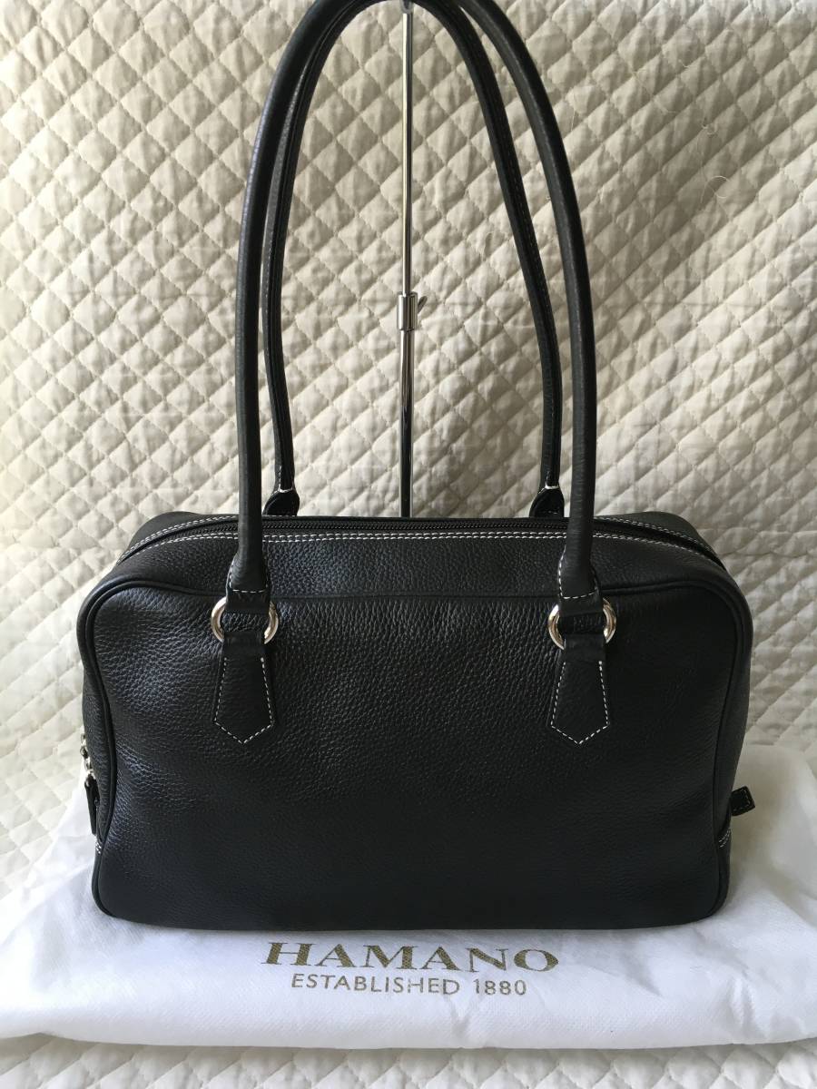 【美品】HAMANO濱野皮革工藝 ハマノ/本革 レザー/バイカラー/ハンドバッグ 新品同様 濱野皮革工藝HAMANOハマノ レザー ハンド バッグ 新品同様