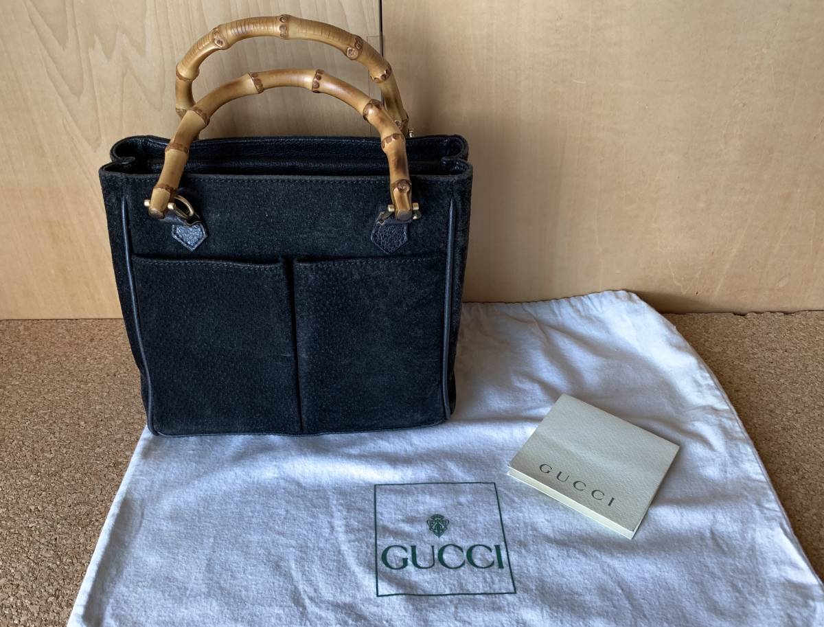 バンブー グッチ GUCCI スエード ハンドバッグ レザー 2way バンブー 