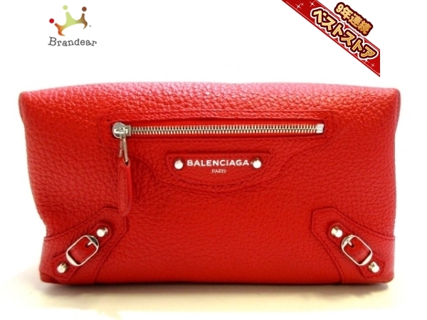 バレンシアガ BALENCIAGA クラッチバッグ 439714 - レザー レッド 美品