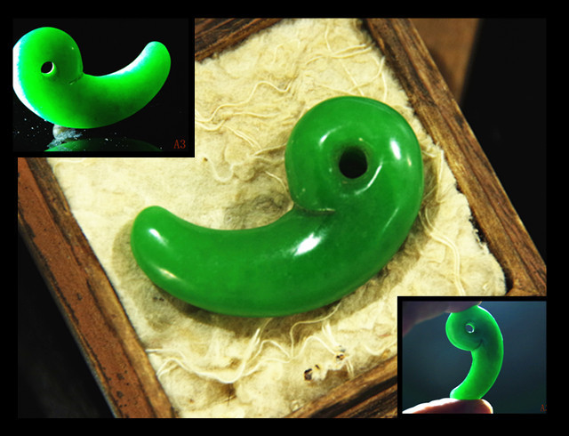 古墳期☆極上ろうかん質硬玉翡翠製極希少☆佐賀県唐津市宇木汲田形勾玉