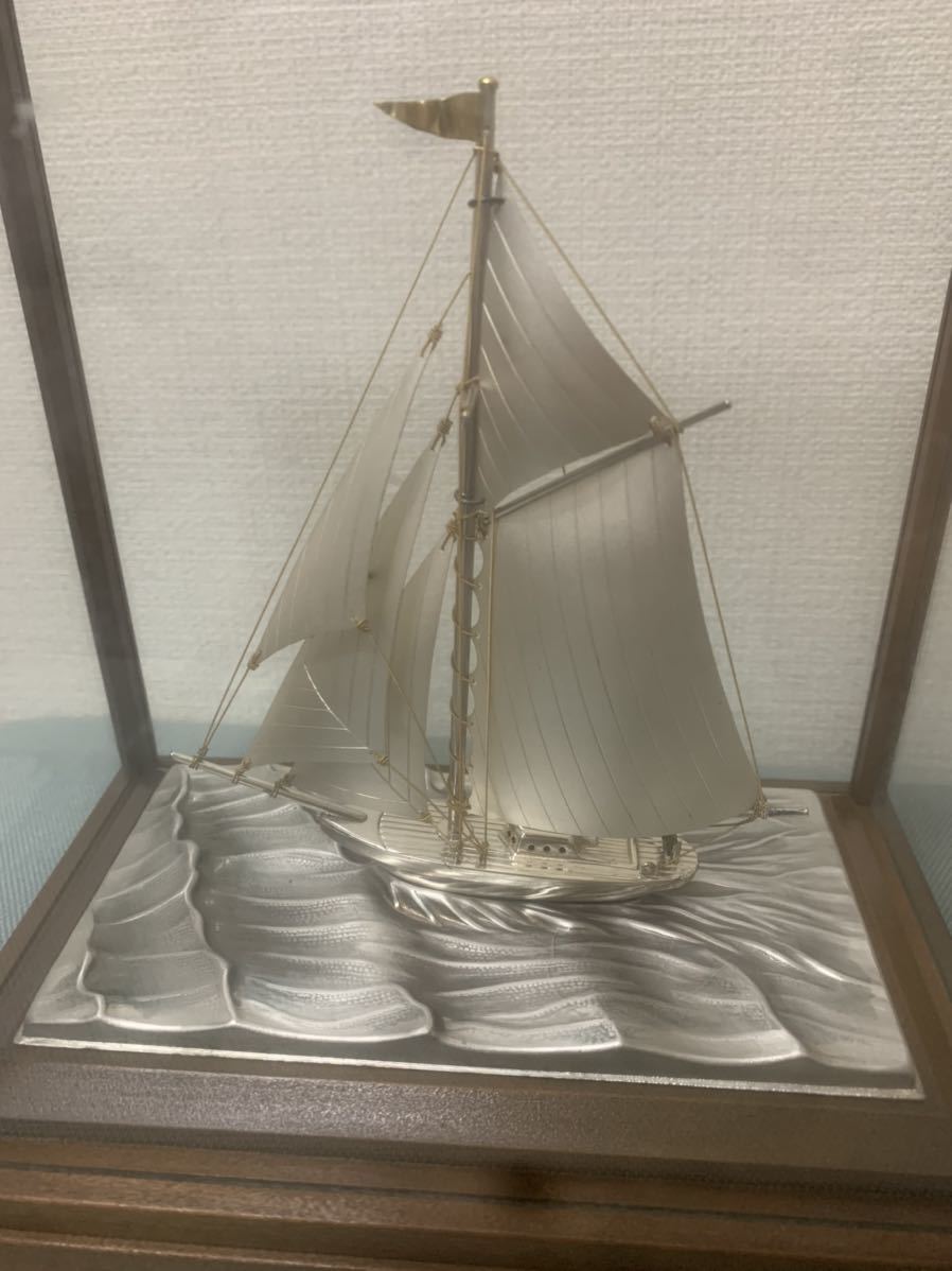 銀製 ヨット STERLING960 SEKI 刻印 ガラスケース付 /SILVER シルバー