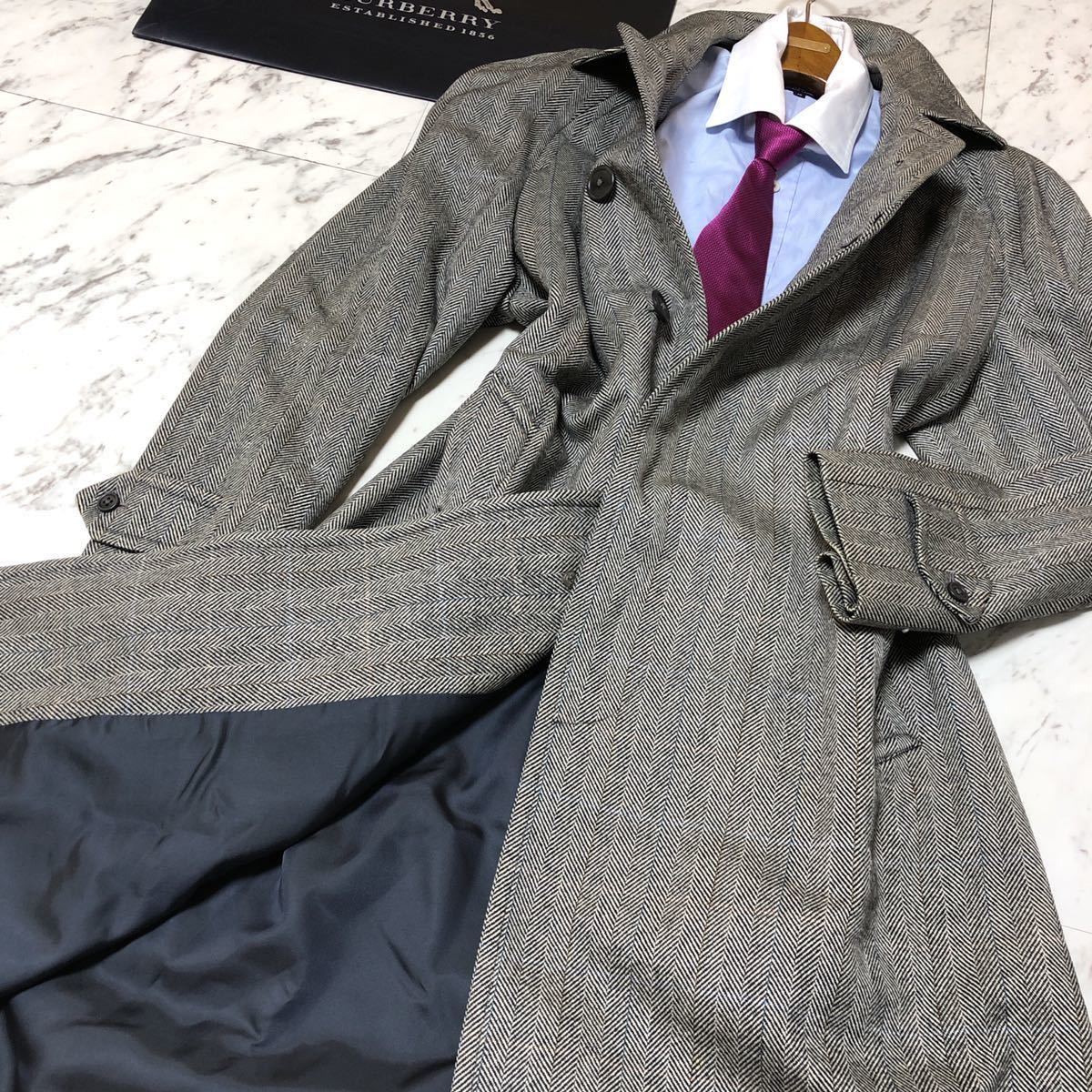 超美品BURBERRY 15万【極上の肌触り カシミヤ45%使用】ヘリンボーン柄  