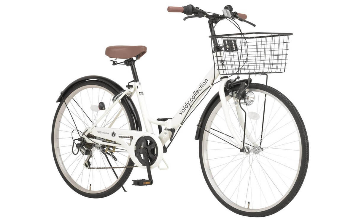爆買い，低価 完成品 シティサイクル パンクしにくい 折りたたみ 自転車 26インチ 6段変速 カゴ voldy.collection VFC-001 ホワイト 46669(26インチ～)｜売買されたオークション情報、yahooの商品情報をアーカイブ公 26インチ～