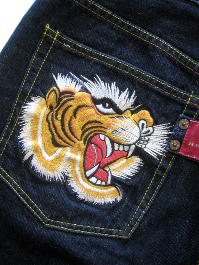 EVISU PARIS/エヴィス/LOT0086 虎x龍xカモメ刺繍 インディゴ デニム