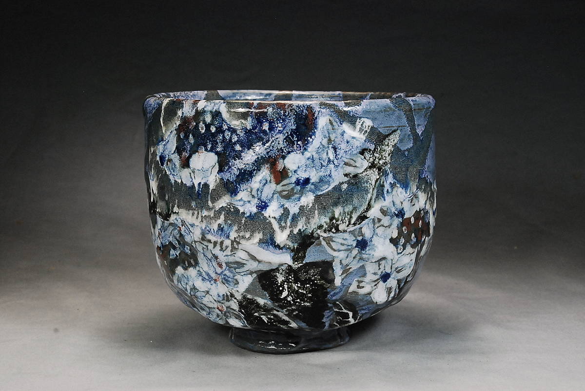 共箱 裕彩 一風窯 裕彩 茶碗 『花手水』 一風窯