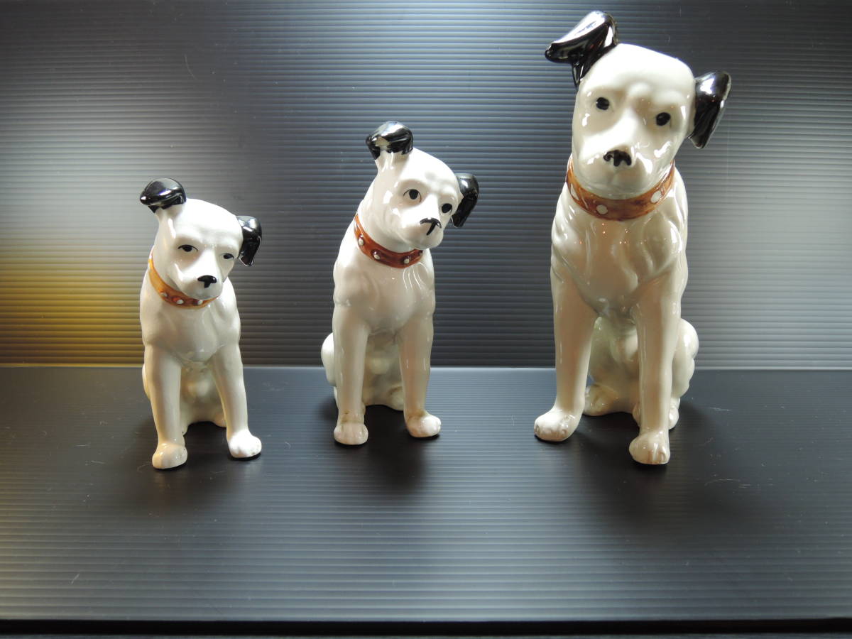 ビクター犬　３匹セット　置き物　飾り物 ☆彡昭和レトロ ビクター犬 3頭☆彡 ◇昭和レトロ◇Victor◇ビクター犬
