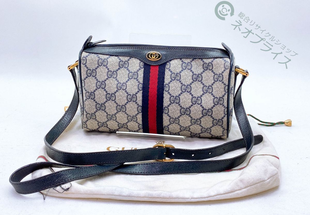 ◇S4333 GUCCI グッチ GG柄 シェリーライン PVC × レザー ショルダー