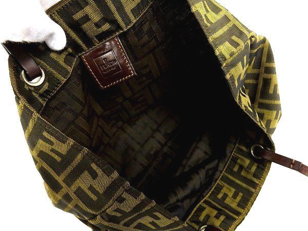 FENDI フェンディ ズッカ柄 1円 ヴィンテージ キャンバス×レザー