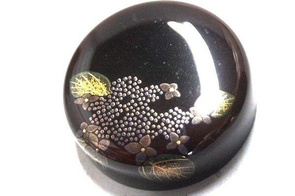 茶道具！輪島塗 溜塗 折撓棗 春草蒔絵 棗！『前田 清峰』作！共箱⁄紙箱