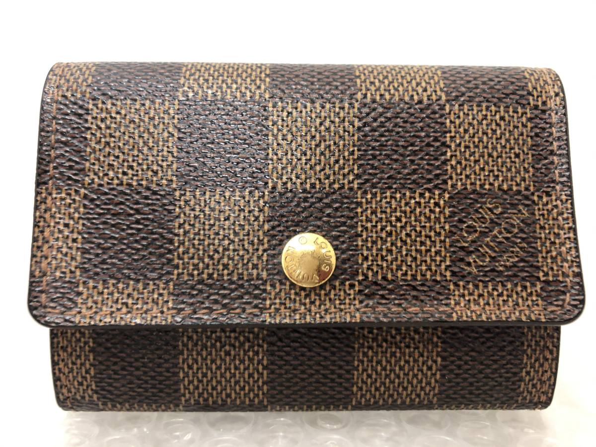 １円～♪本物保証！LOUIS VUITTON ルイ・ヴィトン ポルト モネ プラ 小銭入れ ダミエ エベヌ N61930 